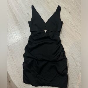 Zara black silk mini dress with a keyhole opening in the front